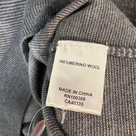 Peter Millar Sweater Mens Large Gray Striped Merino Wool Quarter Zip Pullover - Picture 4 of 7